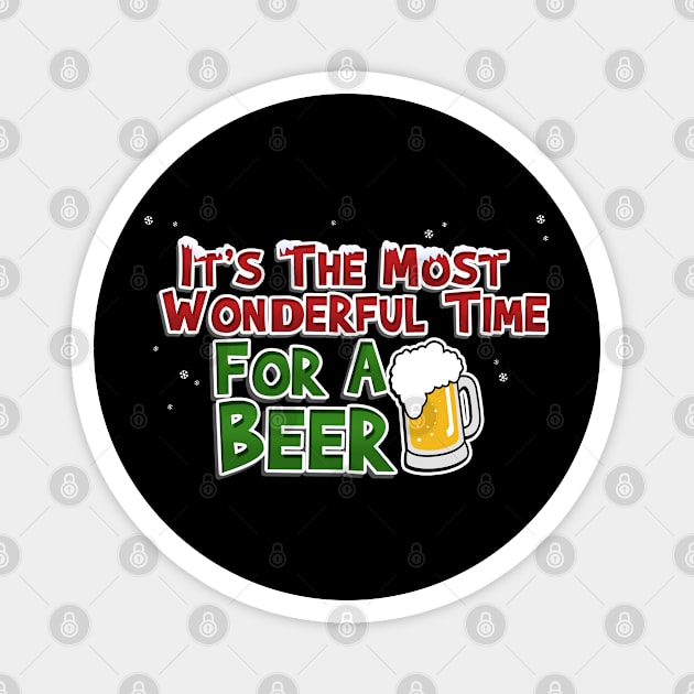 It's A Wonderful Time for a Beer Funny Christmas Magnet by NerdShizzle